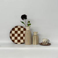 vase collerette rayure beige opjet rayé beige et noir