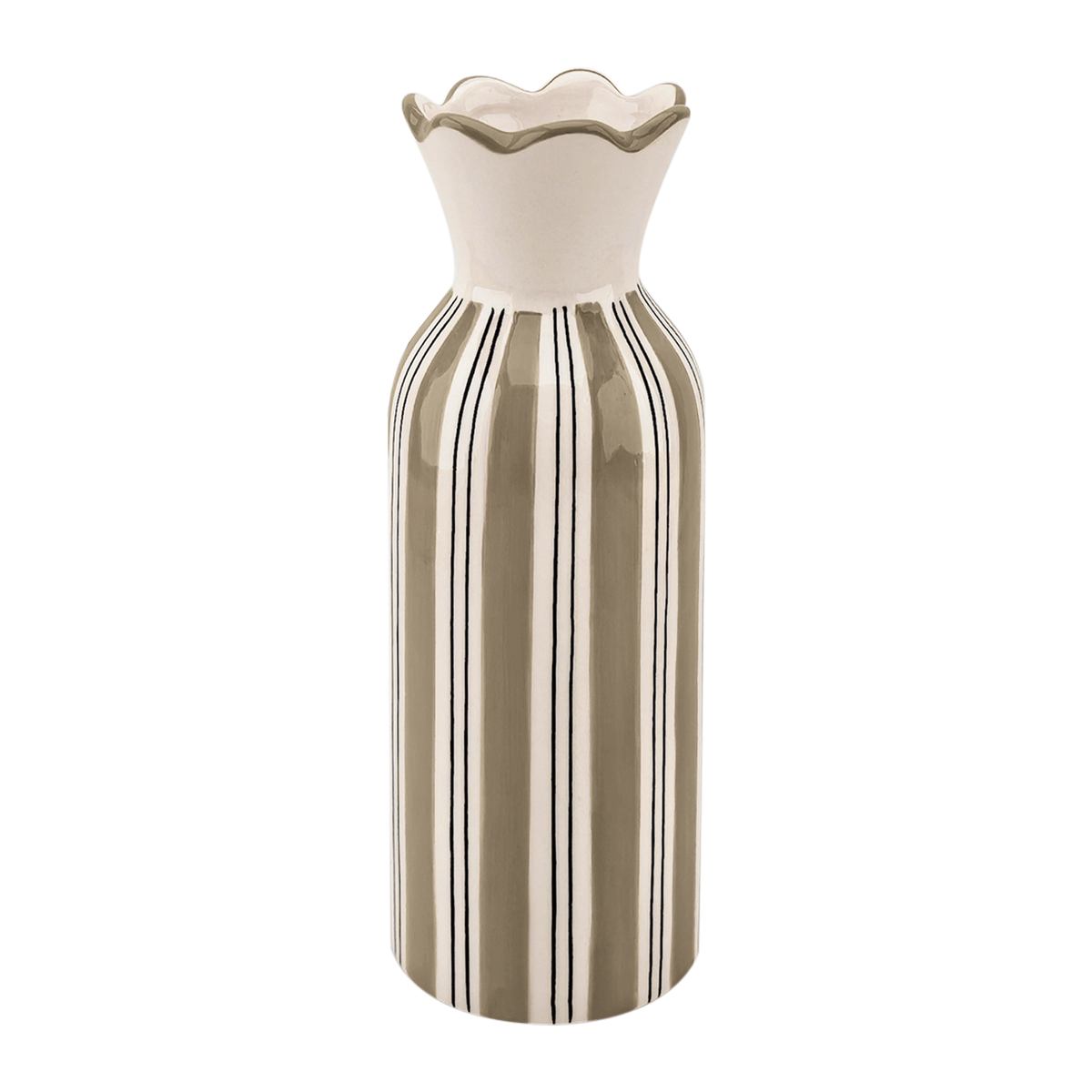 vase collerette rayure beige opjet rayé beige et noir