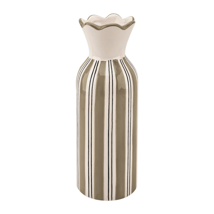 vase collerette rayure beige opjet rayé beige et noir