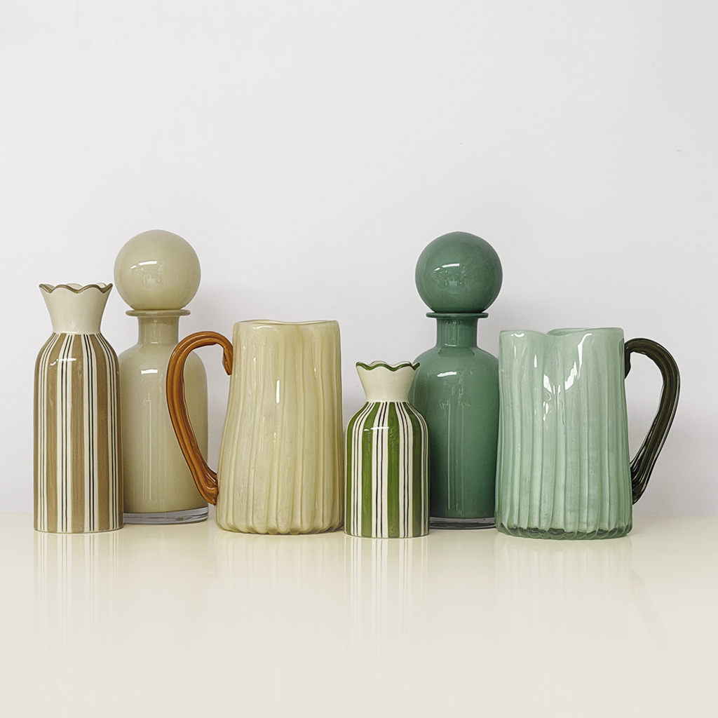 vase collerette rayure beige opjet rayé beige et noir
