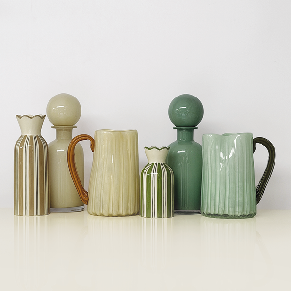 vase collerette rayure beige opjet rayé beige et noir